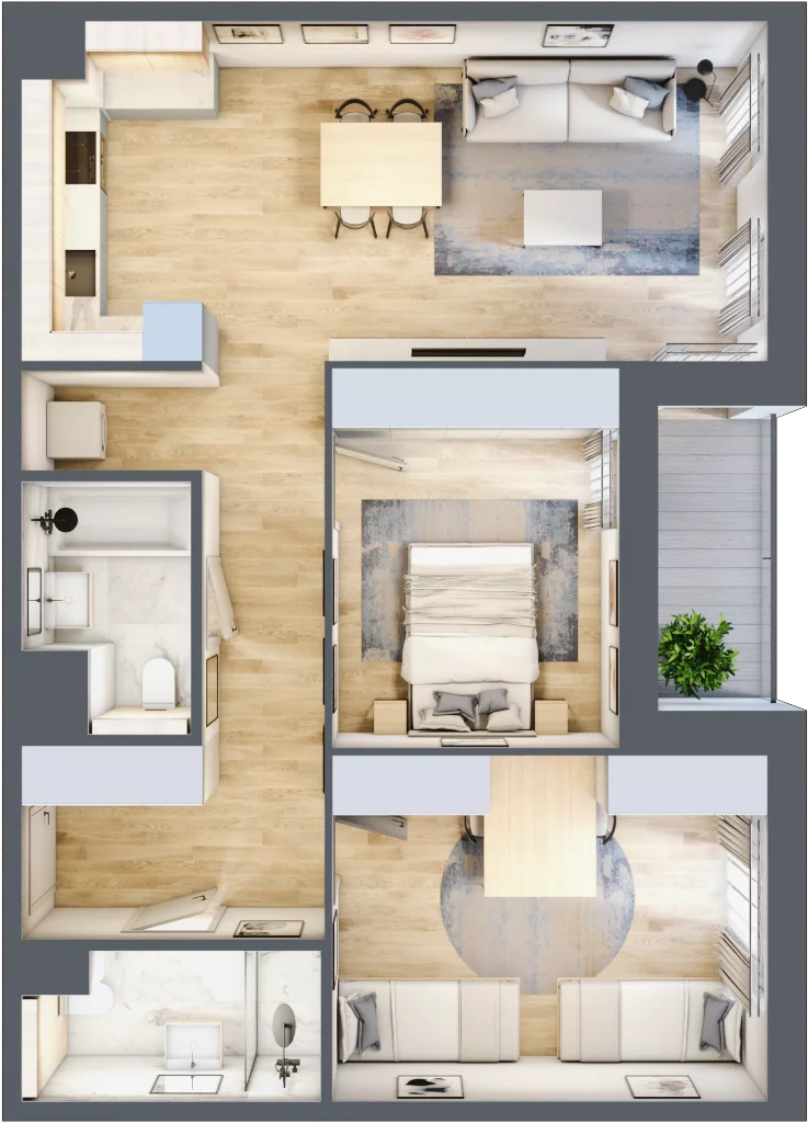 3 pokoje, mieszkanie 74,43 m², piętro 4, oferta nr 1.04.E17, Ogrody Andersa III, Gliwice, Wojska Polskiego, ul. Generała Władysława Andersa