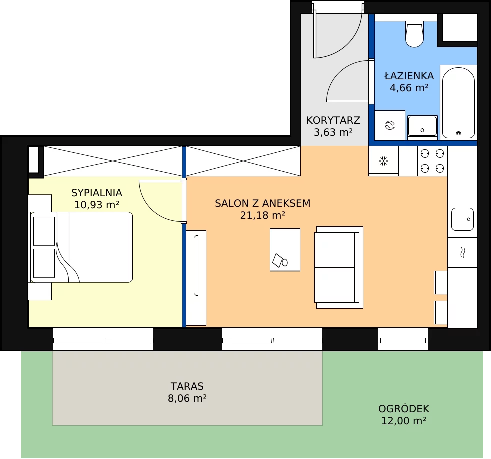 Zalety mieszkania 40.4 m², 4.00.C02