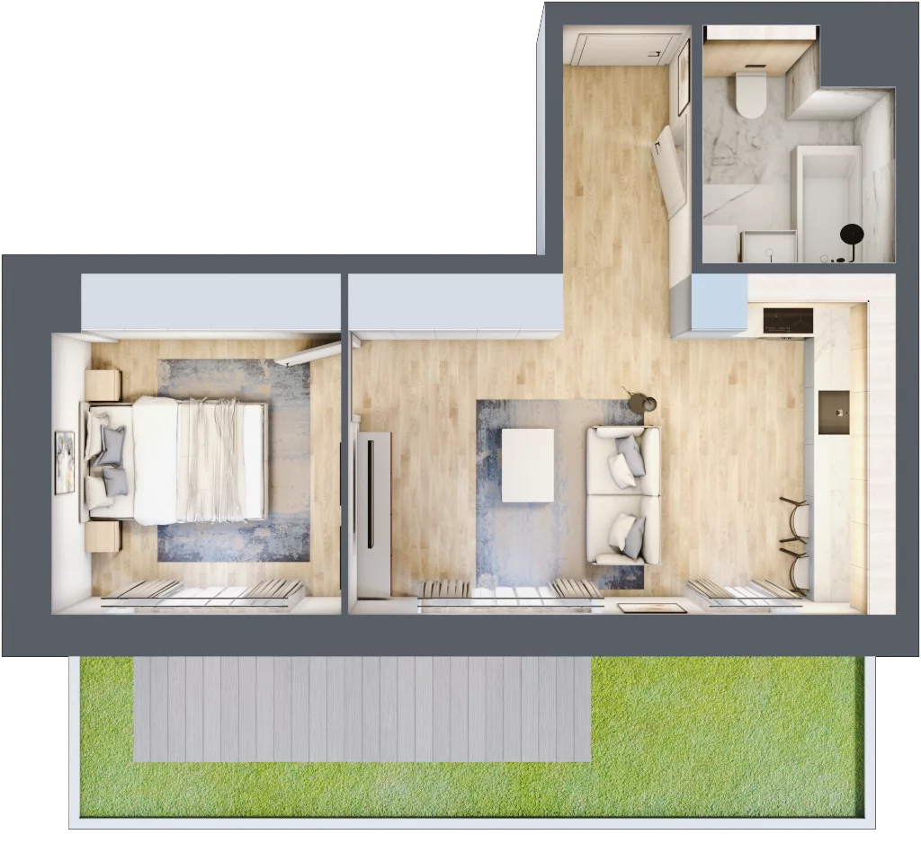 2 pokoje, mieszkanie 40,40 m², parter, oferta nr 4.00.C02, Ogrody Andersa III, Gliwice, Wojska Polskiego, ul. Generała Władysława Andersa