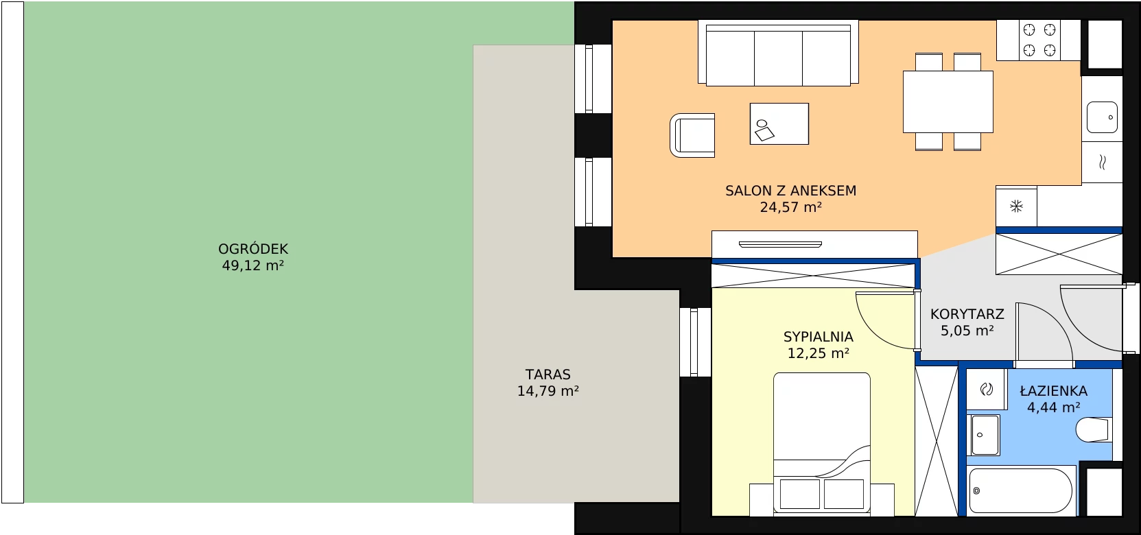 Zalety mieszkania 46.31 m², 4.00.A04