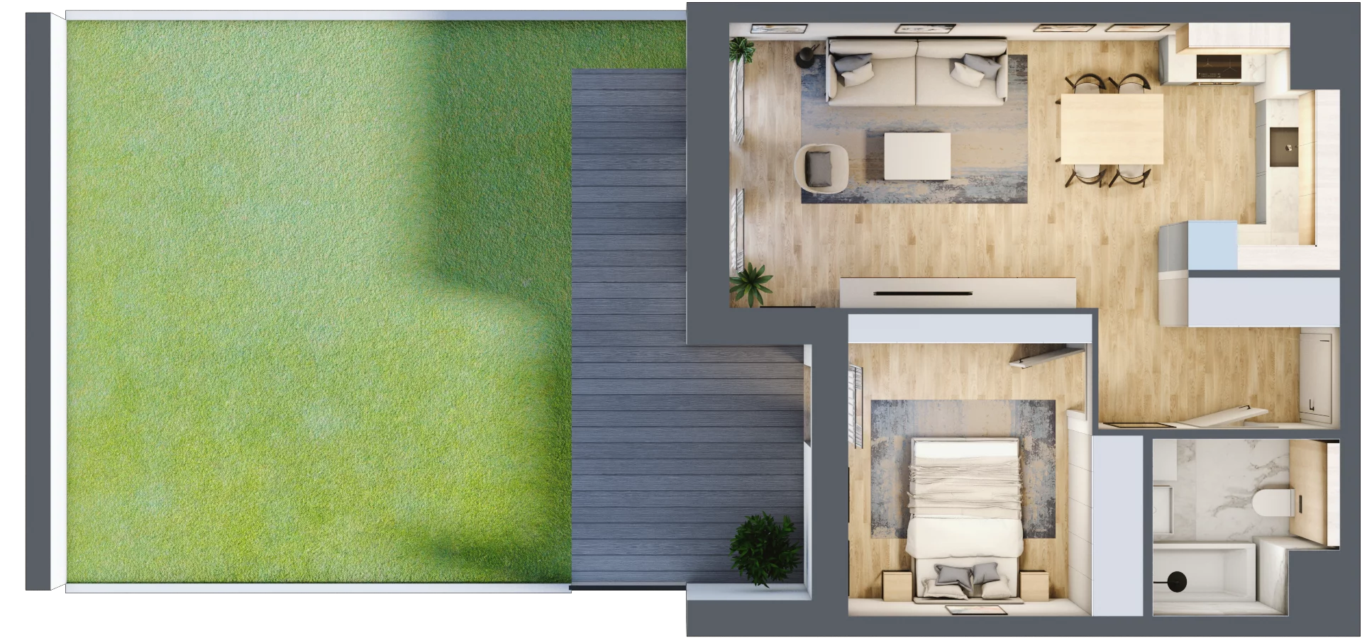 2 pokoje, mieszkanie 46,31 m², parter, oferta nr 4.00.A04, Ogrody Andersa III, Gliwice, Wojska Polskiego, ul. Generała Władysława Andersa
