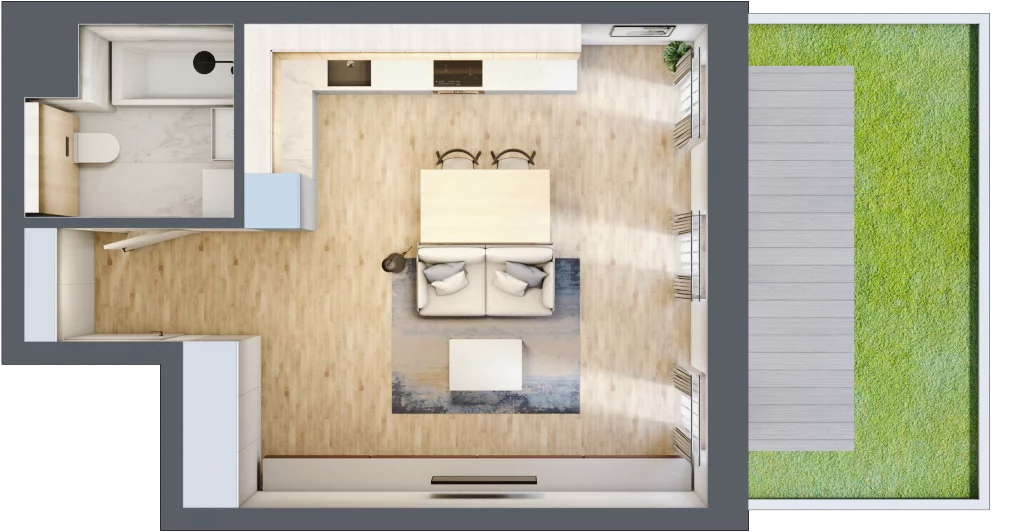 1 pokój, mieszkanie 35,54 m², parter, oferta nr 4.00.A05, Ogrody Andersa III, Gliwice, Wojska Polskiego, ul. Generała Władysława Andersa