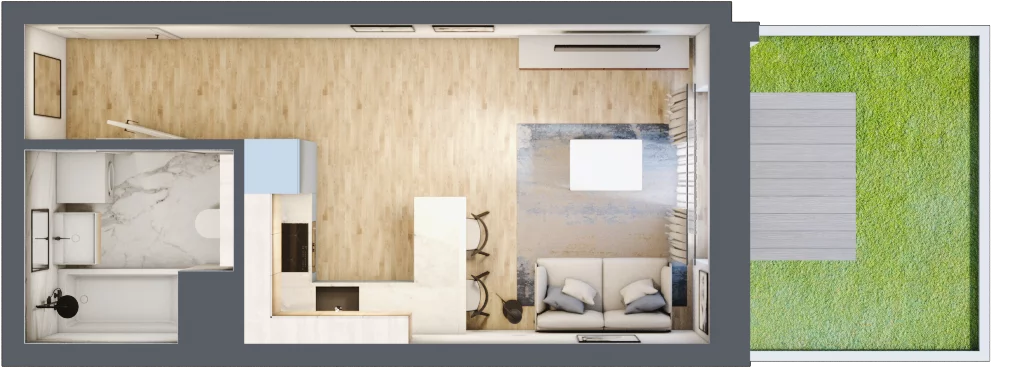 1 pokój, mieszkanie 25,05 m², parter, oferta nr 4.00.B01, Ogrody Andersa III, Gliwice, Wojska Polskiego, ul. Generała Władysława Andersa