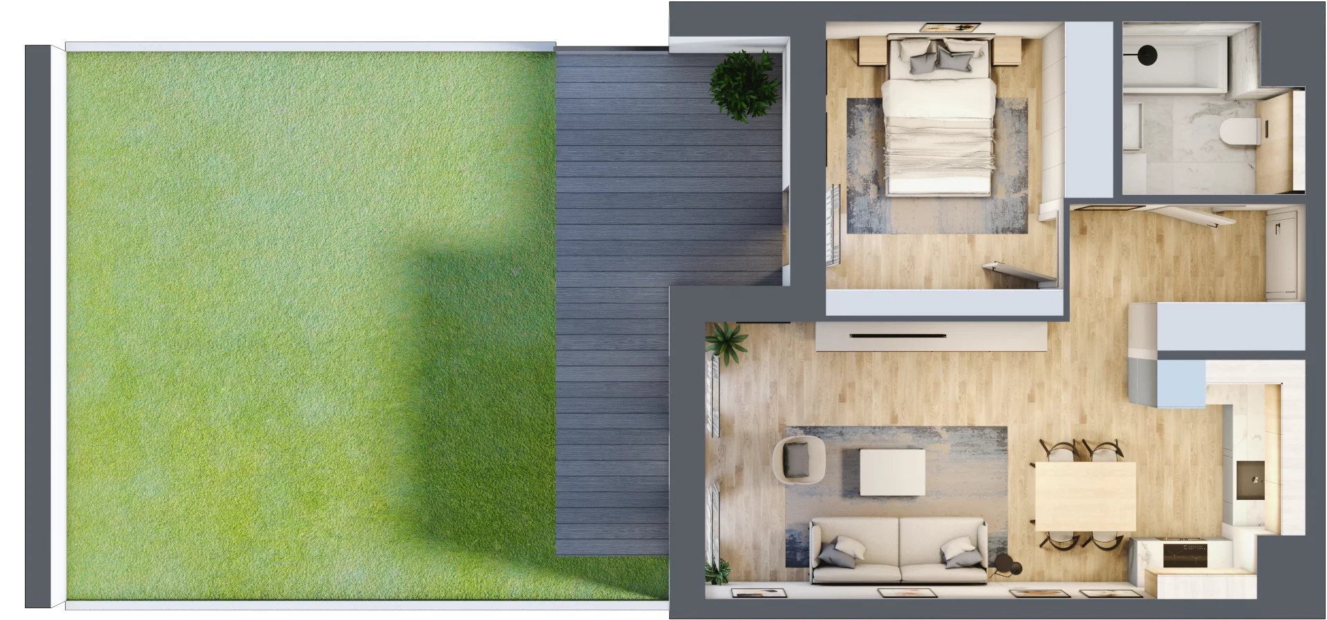 2 pokoje, mieszkanie 46,57 m², parter, oferta nr 4.00.B02, Ogrody Andersa III, Gliwice, Wojska Polskiego, ul. Generała Władysława Andersa