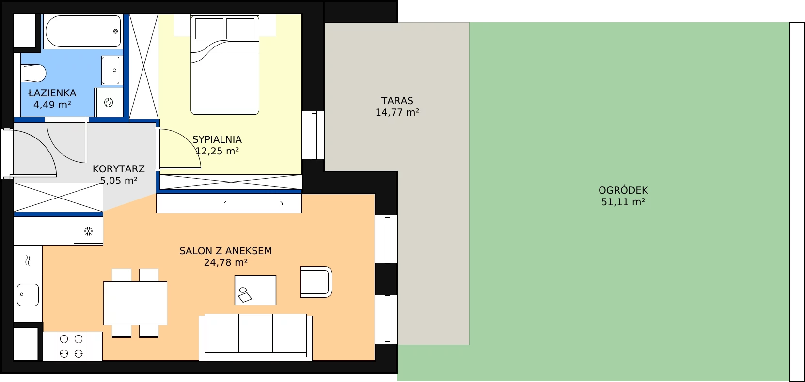 Zalety mieszkania 46.57 m², 4.00.D03