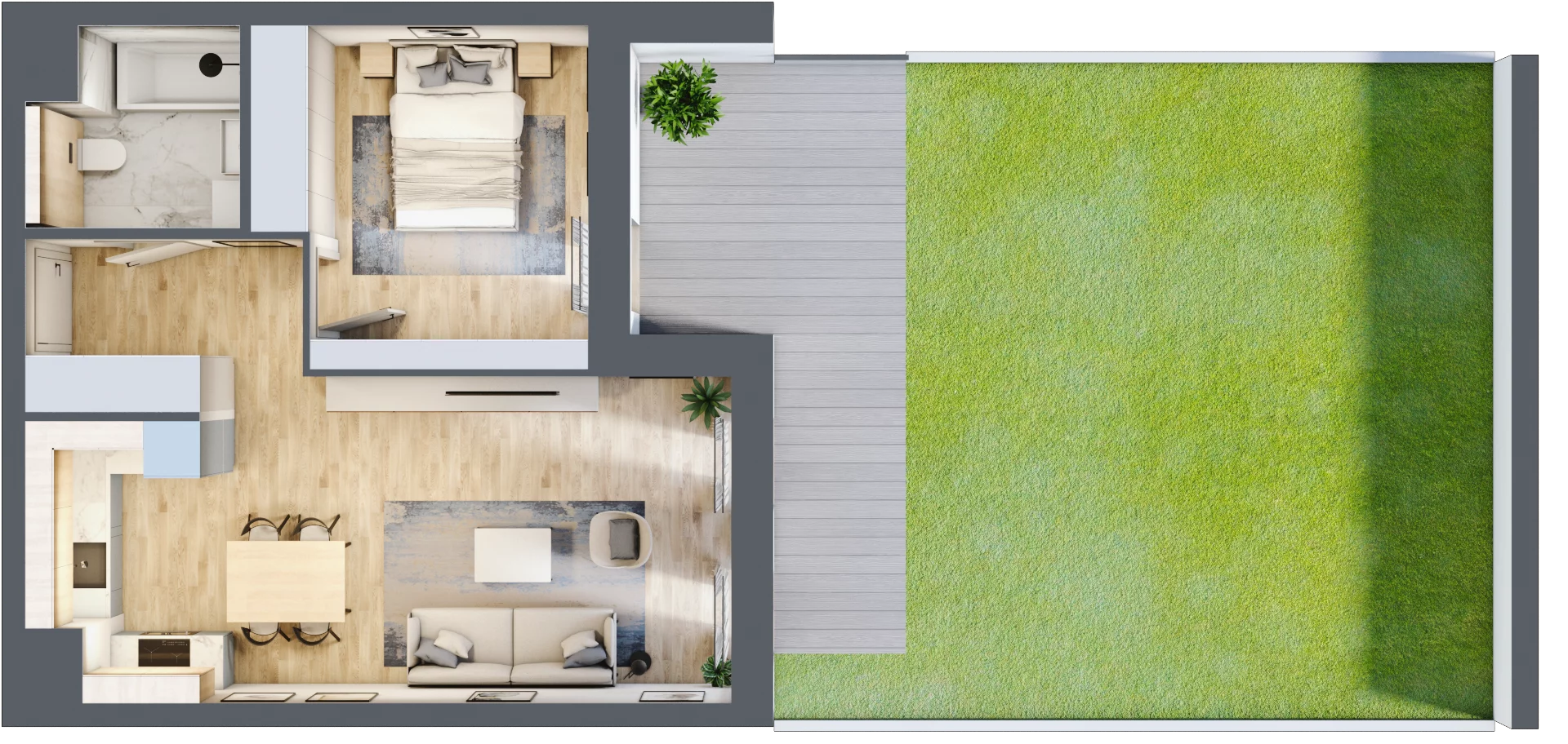2 pokoje, mieszkanie 46,57 m², parter, oferta nr 4.00.D03, Ogrody Andersa III, Gliwice, Wojska Polskiego, ul. Generała Władysława Andersa