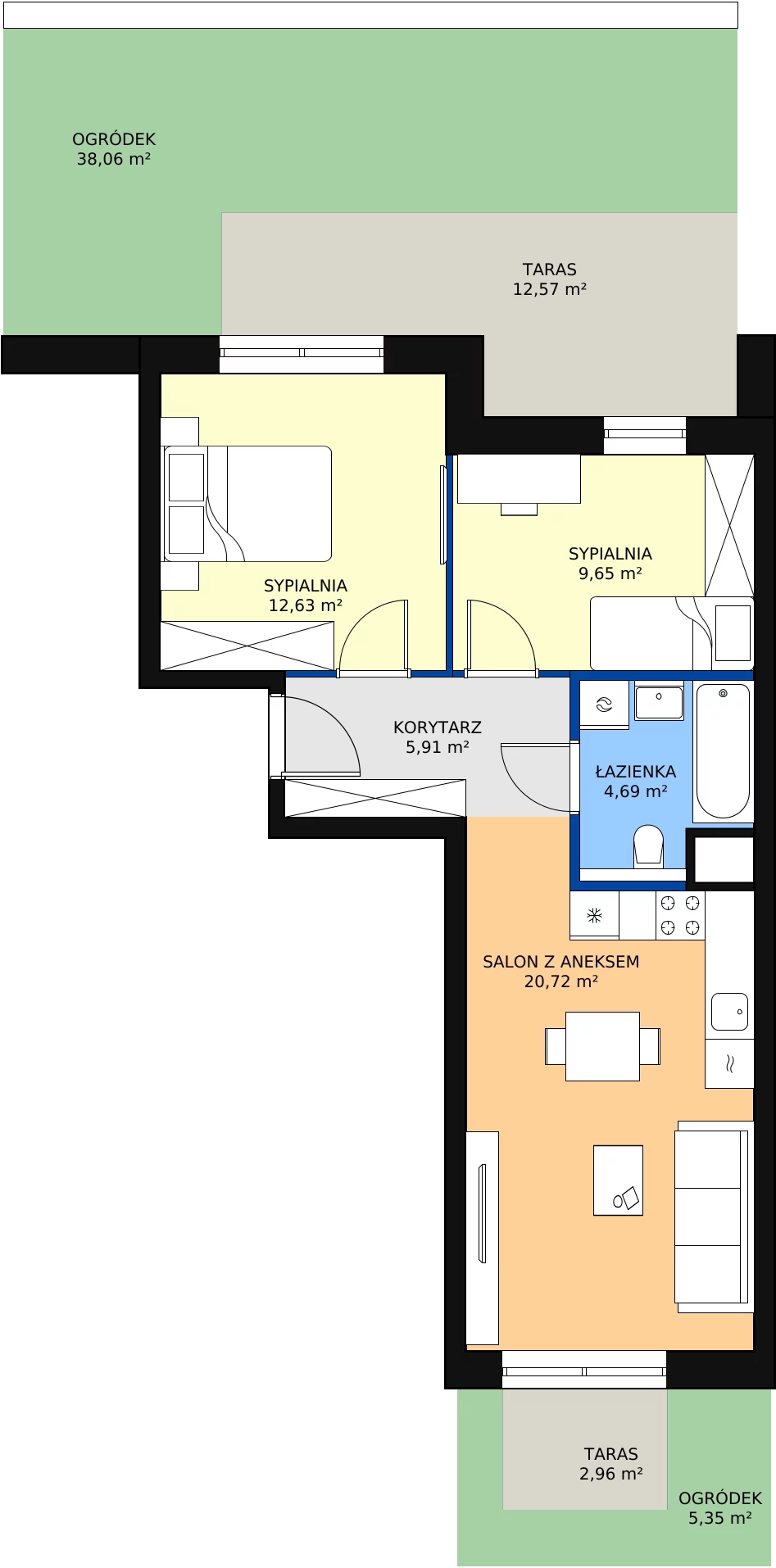 Zalety mieszkania 53.6 m², 4.00.C01