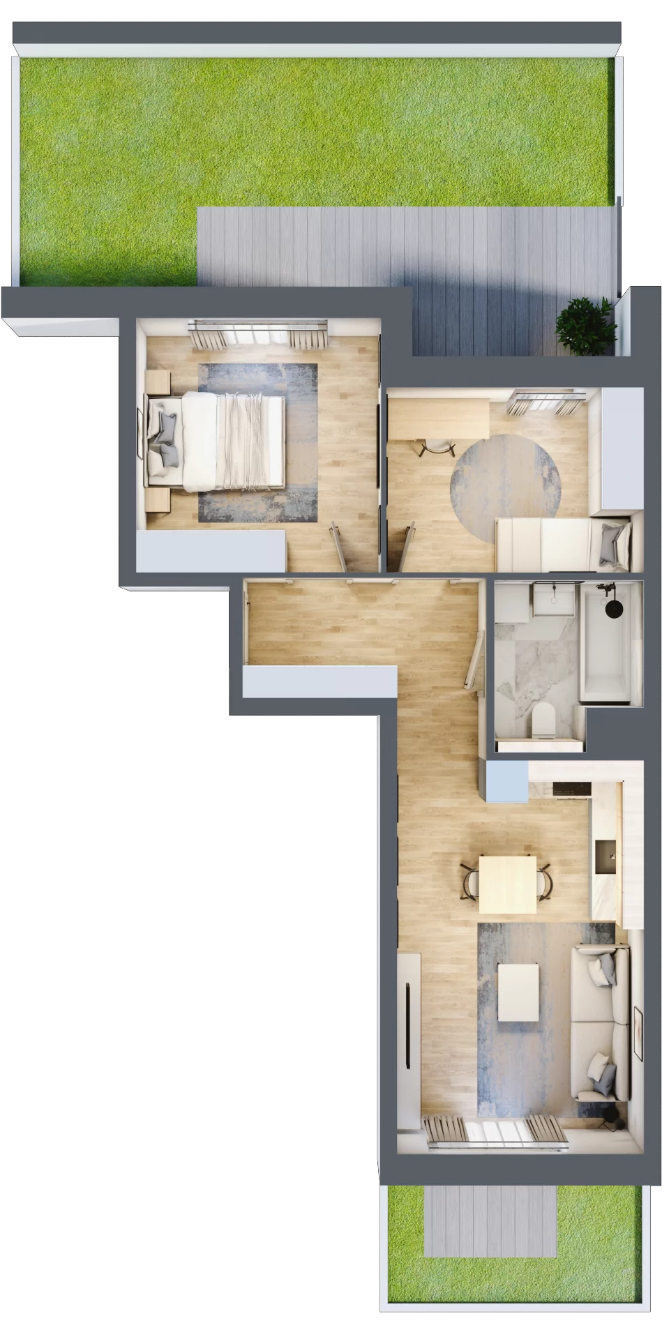 3 pokoje, mieszkanie 53,60 m², parter, oferta nr 4.00.C01, Ogrody Andersa III, Gliwice, Wojska Polskiego, ul. Generała Władysława Andersa