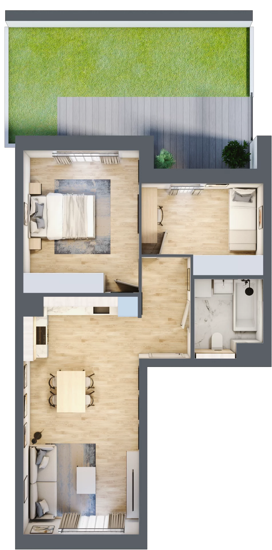 3 pokoje, mieszkanie 57,85 m², parter, oferta nr 4.00.D01, Ogrody Andersa III, Gliwice, Wojska Polskiego, ul. Generała Władysława Andersa