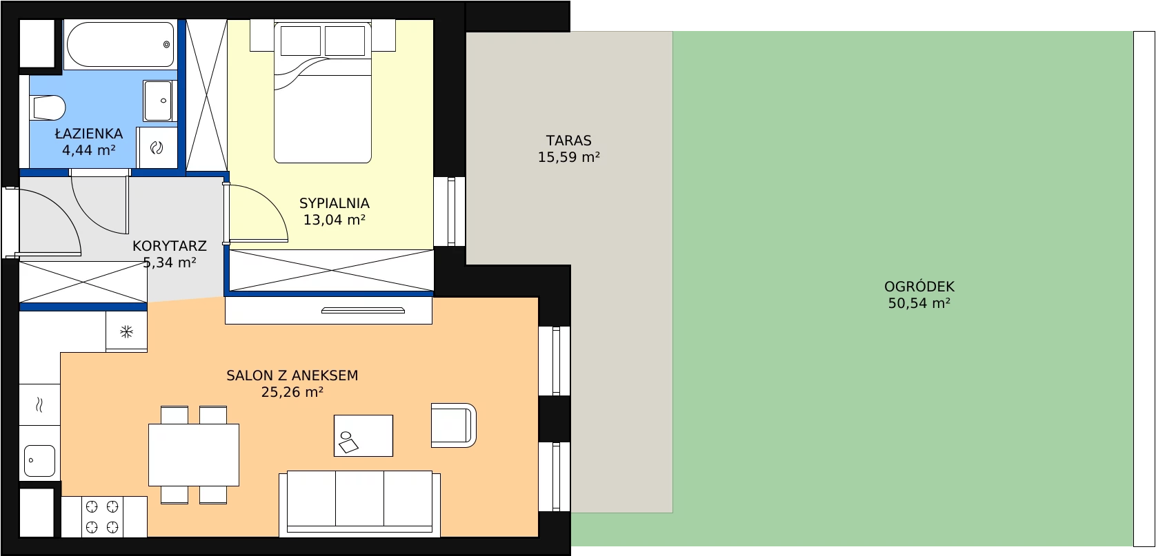 Zalety mieszkania 48.08 m², 4.00.D04