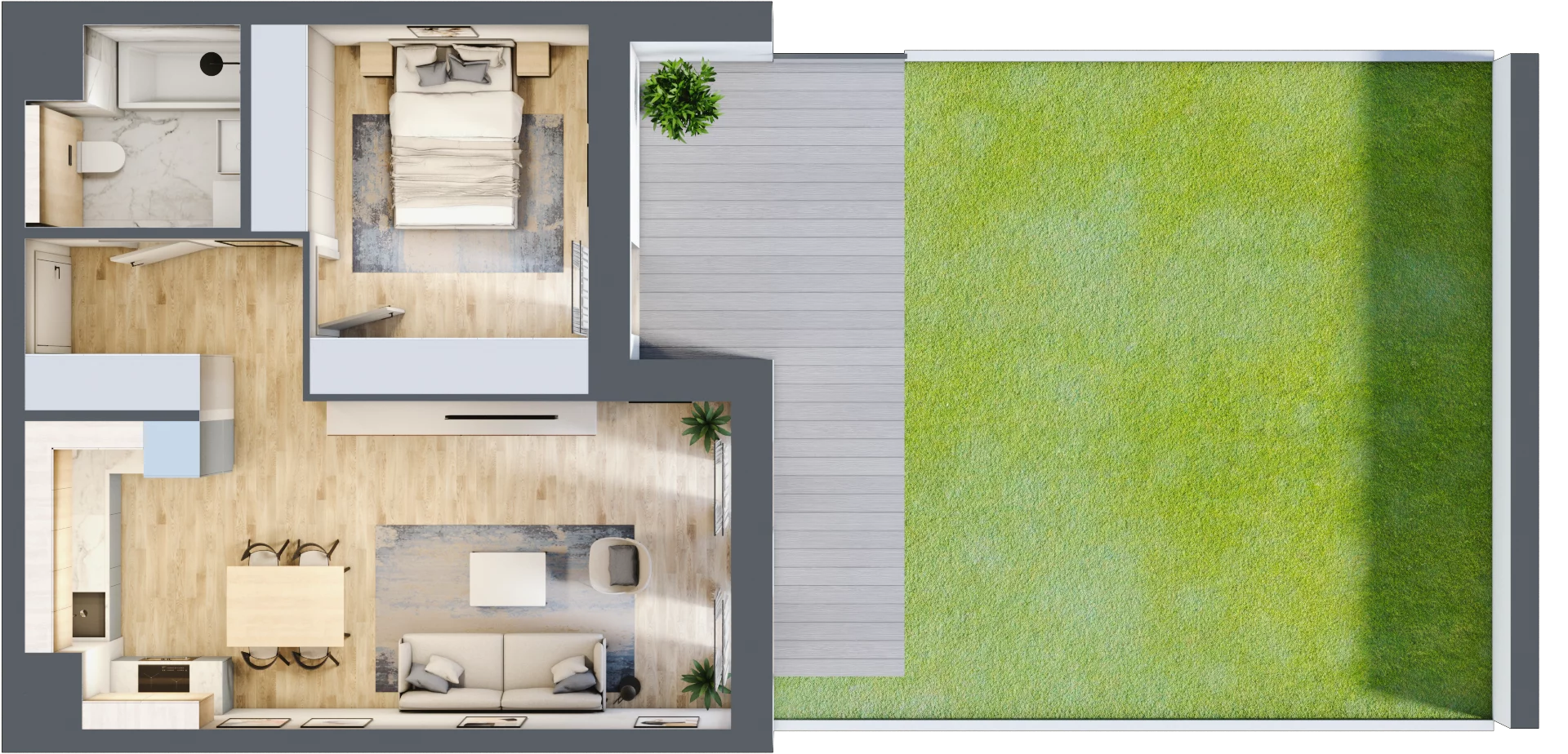 2 pokoje, mieszkanie 48,08 m², parter, oferta nr 4.00.D04, Ogrody Andersa III, Gliwice, Wojska Polskiego, ul. Generała Władysława Andersa
