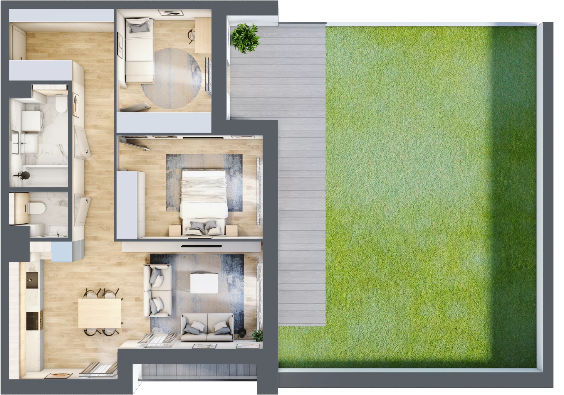 3 pokoje, mieszkanie 69,74 m², parter, oferta nr 4.00.E02, Ogrody Andersa III, Gliwice, Wojska Polskiego, ul. Generała Władysława Andersa