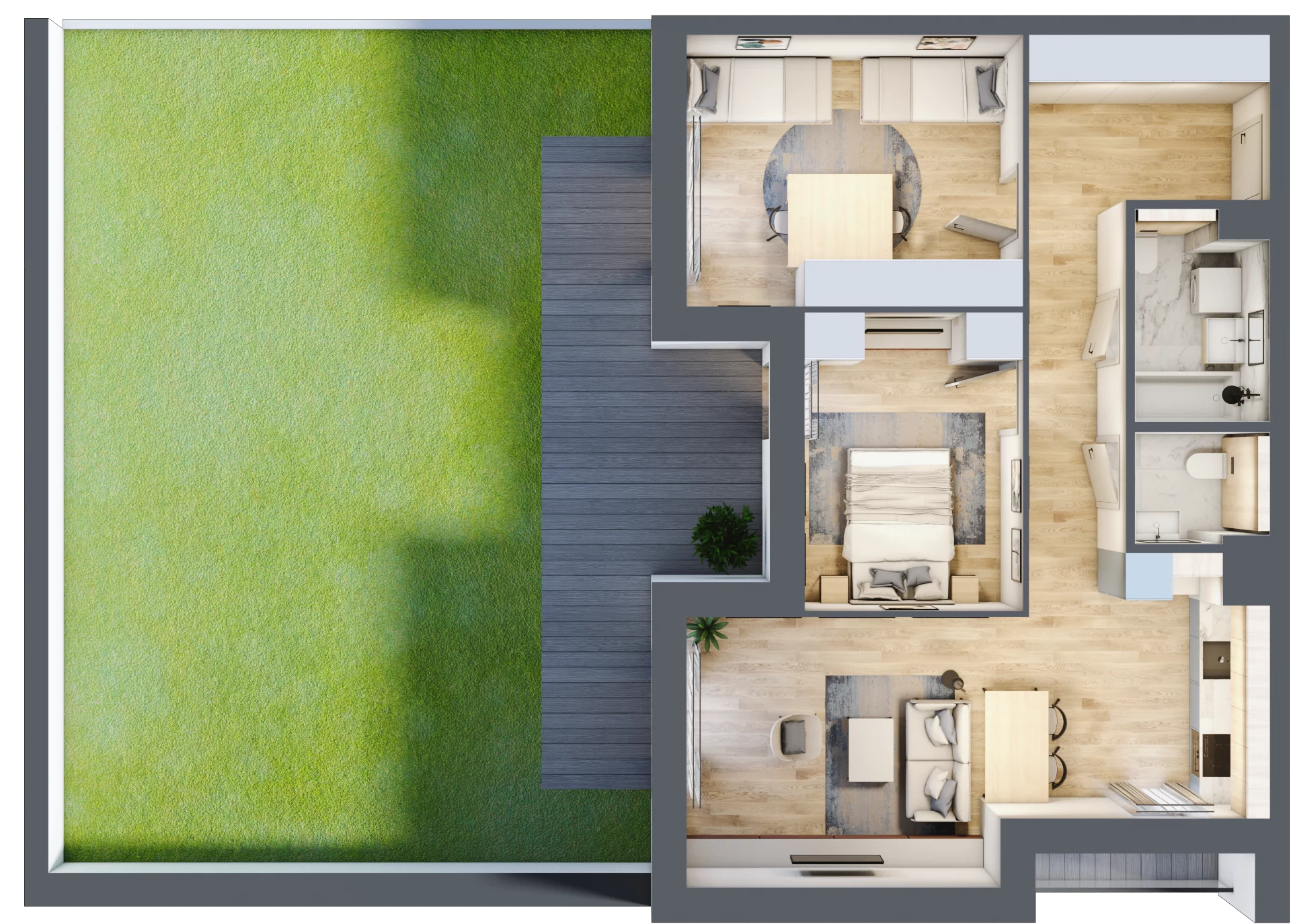 3 pokoje, mieszkanie 70,03 m², parter, oferta nr 4.00.A02, Ogrody Andersa III, Gliwice, Wojska Polskiego, ul. Generała Władysława Andersa