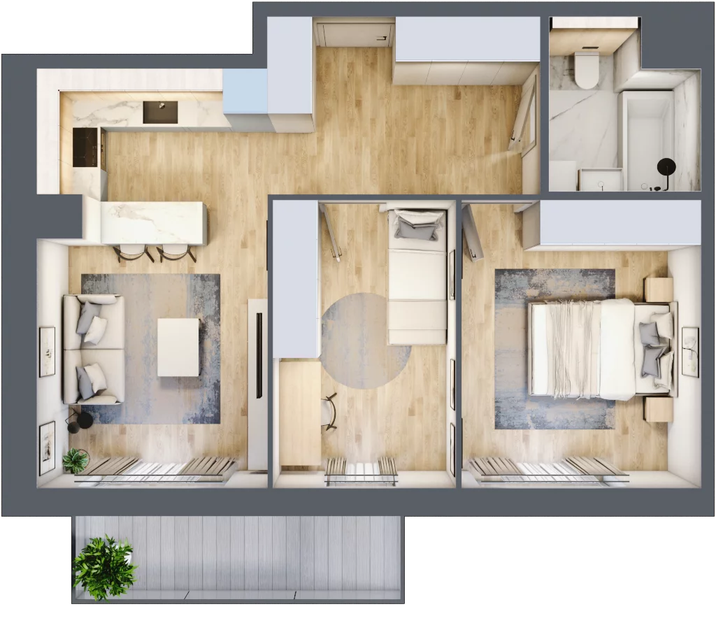 3 pokoje, mieszkanie 52,84 m², piętro 1, oferta nr 4.01.C04, Ogrody Andersa III, Gliwice, Wojska Polskiego, ul. Generała Władysława Andersa