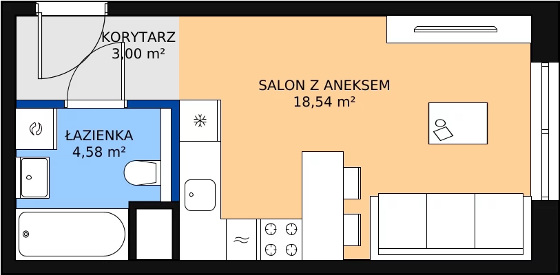 Zalety mieszkania 26.12 m², 4.01.B04