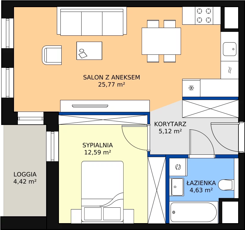 Zalety mieszkania 48.11 m², 4.01.A09