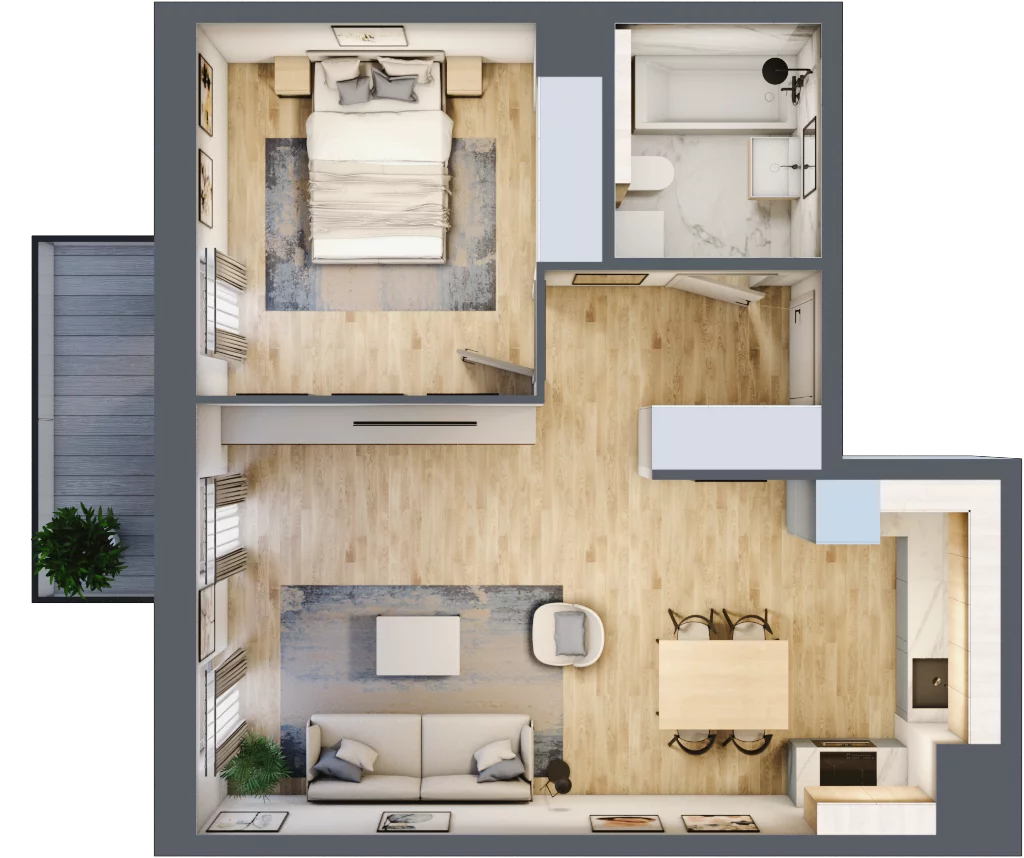 2 pokoje, mieszkanie 48,46 m², piętro 1, oferta nr 4.01.D10, Ogrody Andersa III, Gliwice, Wojska Polskiego, ul. Generała Władysława Andersa