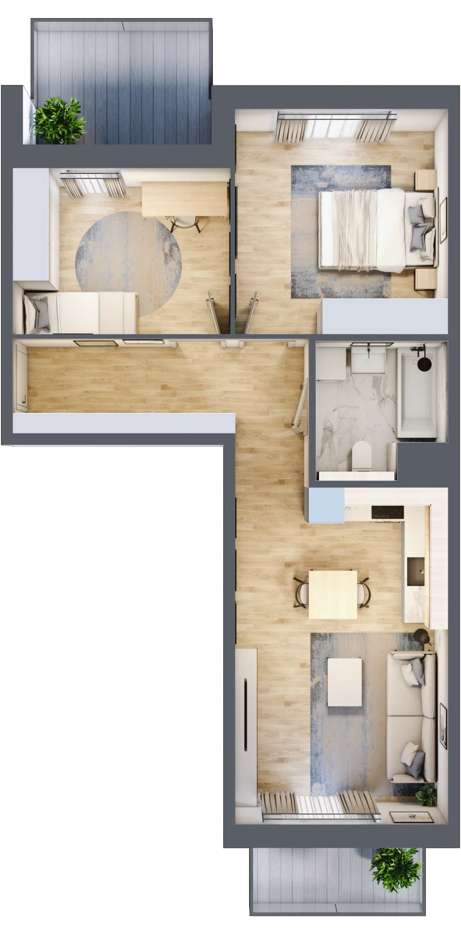 3 pokoje, mieszkanie 58,22 m², piętro 1, oferta nr 4.01.C03, Ogrody Andersa III, Gliwice, Wojska Polskiego, ul. Generała Władysława Andersa