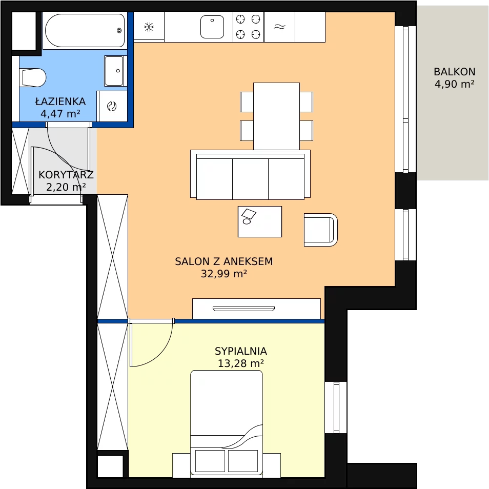 Zalety mieszkania 52.94 m², 4.01.A10