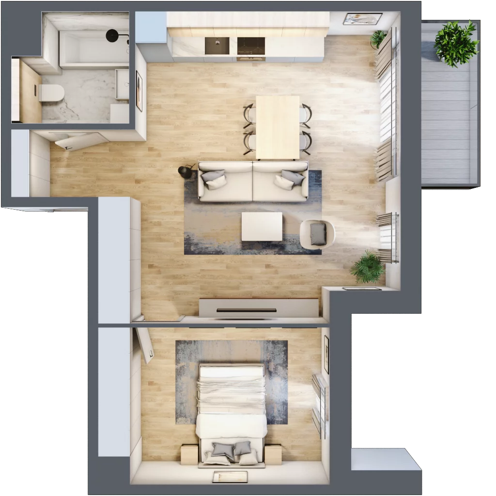 2 pokoje, mieszkanie 52,94 m², piętro 1, oferta nr 4.01.A10, Ogrody Andersa III, Gliwice, Wojska Polskiego, ul. Generała Władysława Andersa