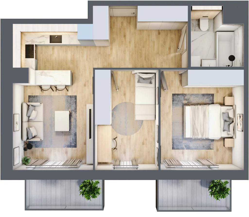 3 pokoje, mieszkanie 52,84 m², piętro 2, oferta nr 4.02.C06, Ogrody Andersa III, Gliwice, Wojska Polskiego, ul. Generała Władysława Andersa