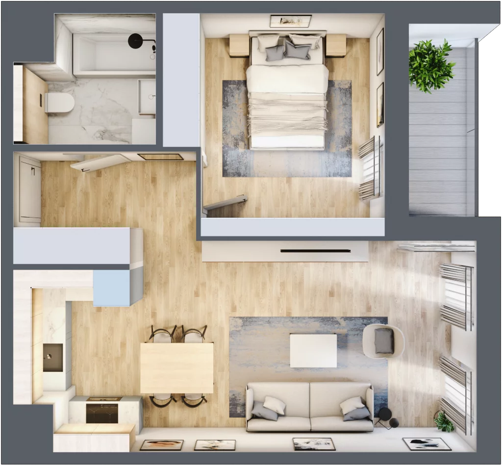 2 pokoje, mieszkanie 47,29 m², piętro 2, oferta nr 4.02.D13, Ogrody Andersa III, Gliwice, Wojska Polskiego, ul. Generała Władysława Andersa