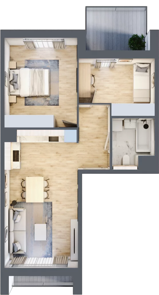 3 pokoje, mieszkanie 58,00 m², piętro 2, oferta nr 4.02.D11, Ogrody Andersa III, Gliwice, Wojska Polskiego, ul. Generała Władysława Andersa