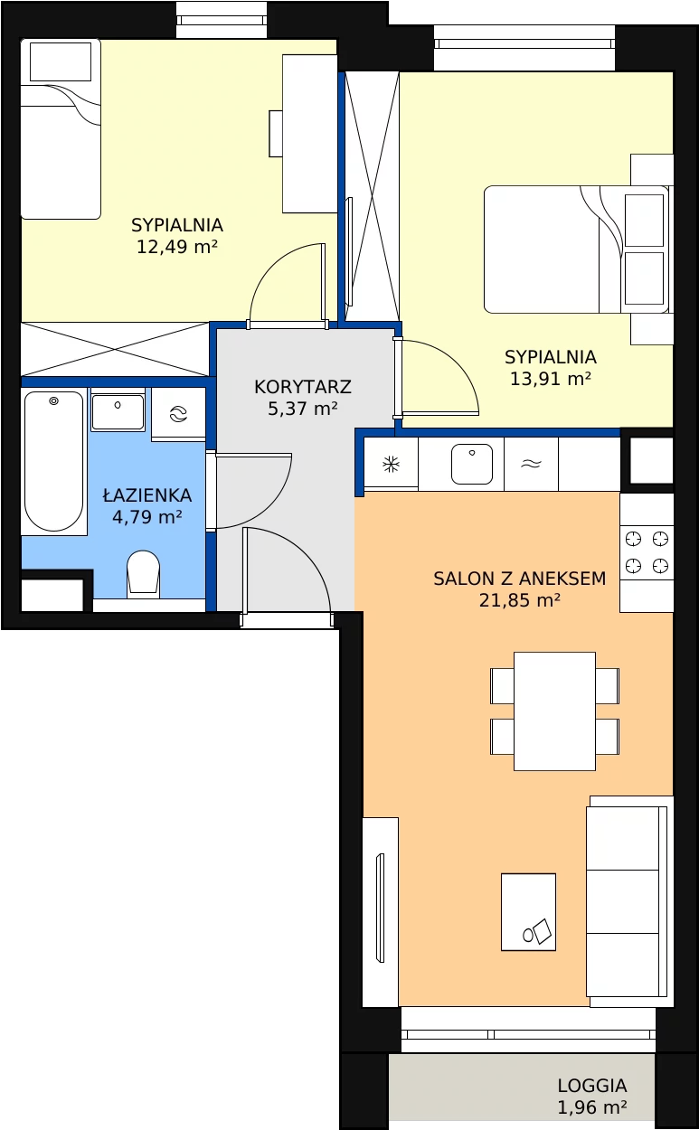 Zalety mieszkania 58.41 m², 4.02.B10