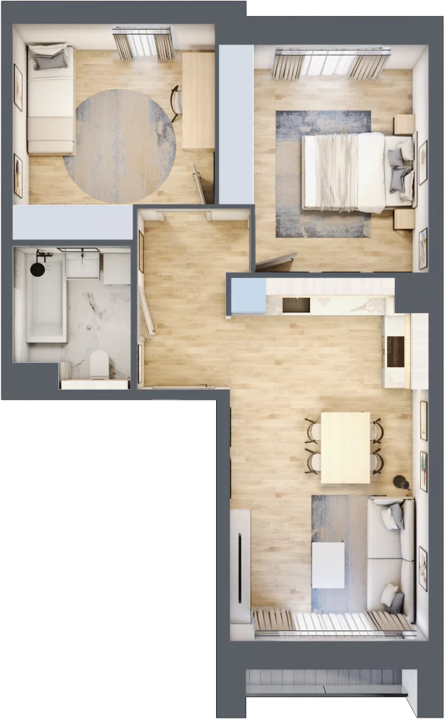 3 pokoje, mieszkanie 58,41 m², piętro 2, oferta nr 4.02.B10, Ogrody Andersa III, Gliwice, Wojska Polskiego, ul. Generała Władysława Andersa