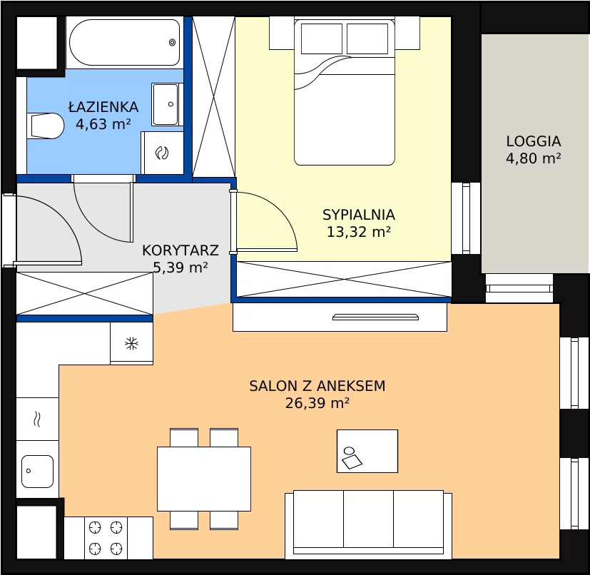 Zalety mieszkania 49.73 m², 4.02.D14