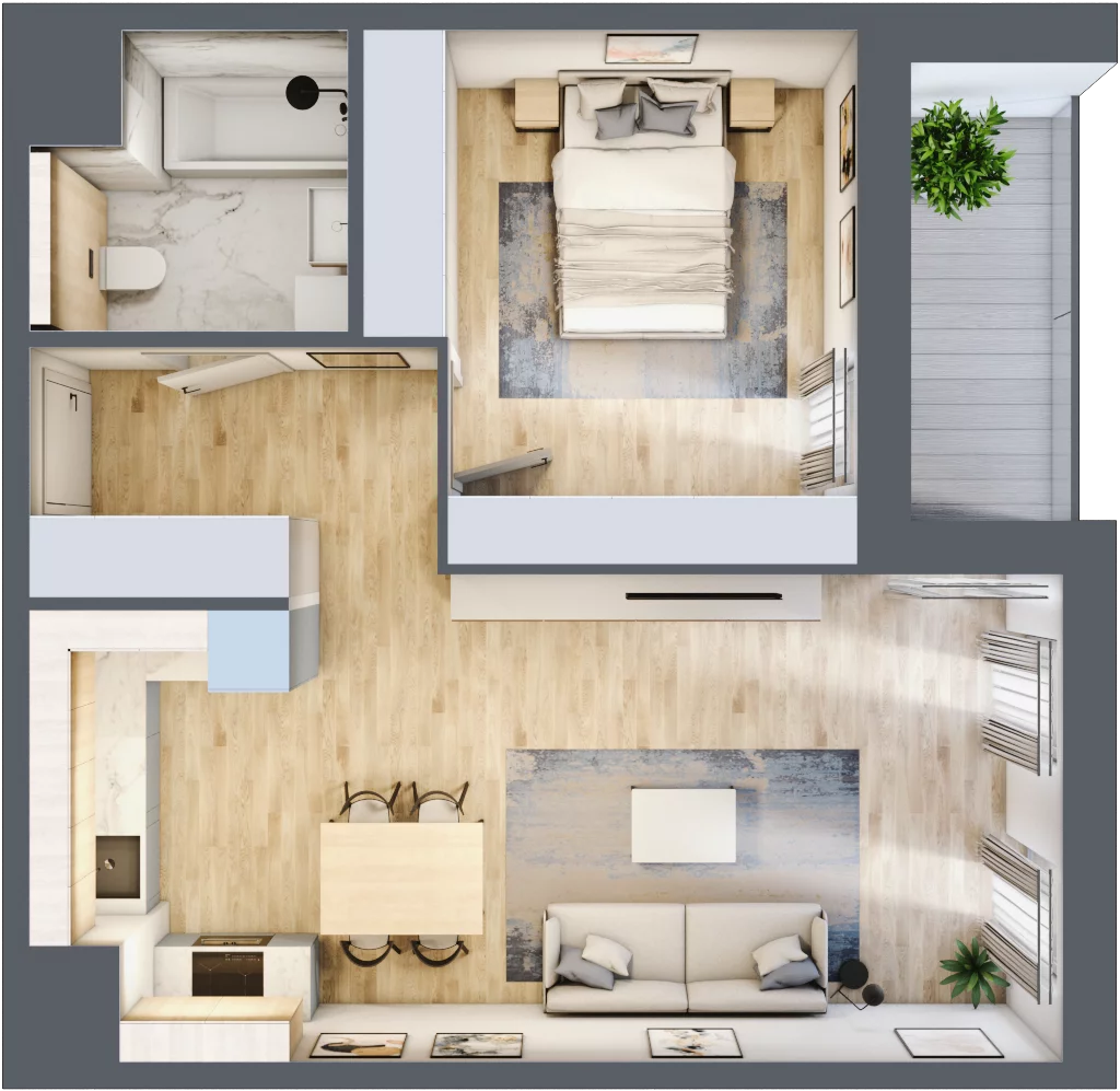 2 pokoje, mieszkanie 49,73 m², piętro 2, oferta nr 4.02.D14, Ogrody Andersa III, Gliwice, Wojska Polskiego, ul. Generała Władysława Andersa