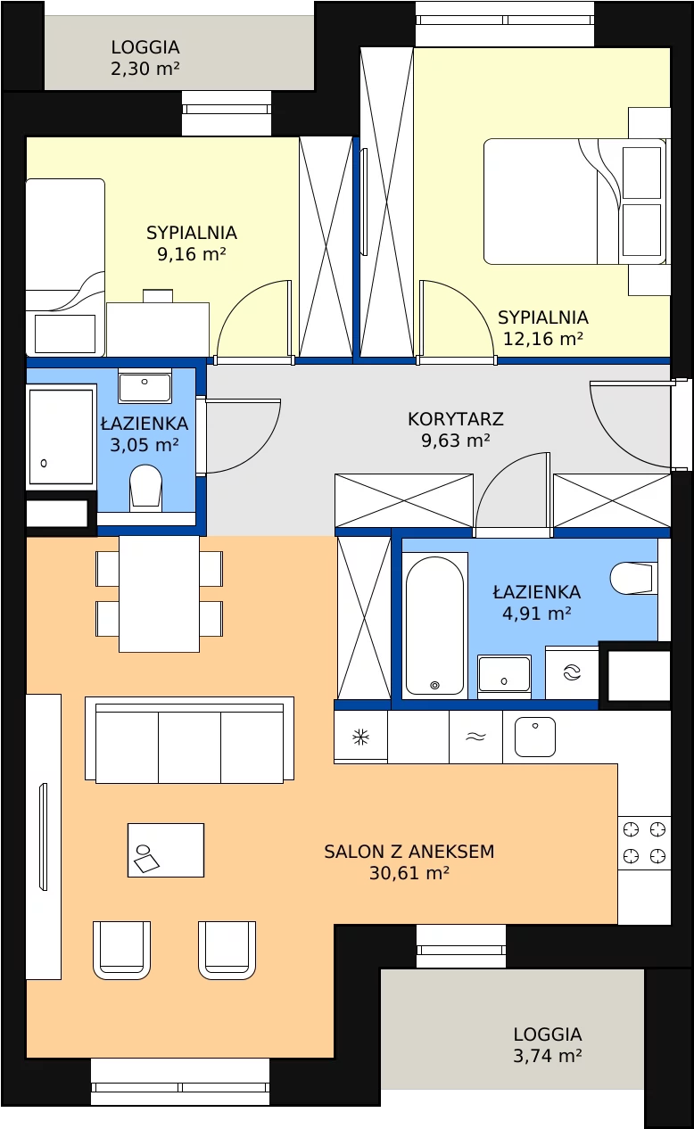 Zalety mieszkania 69.52 m², 4.02.C07