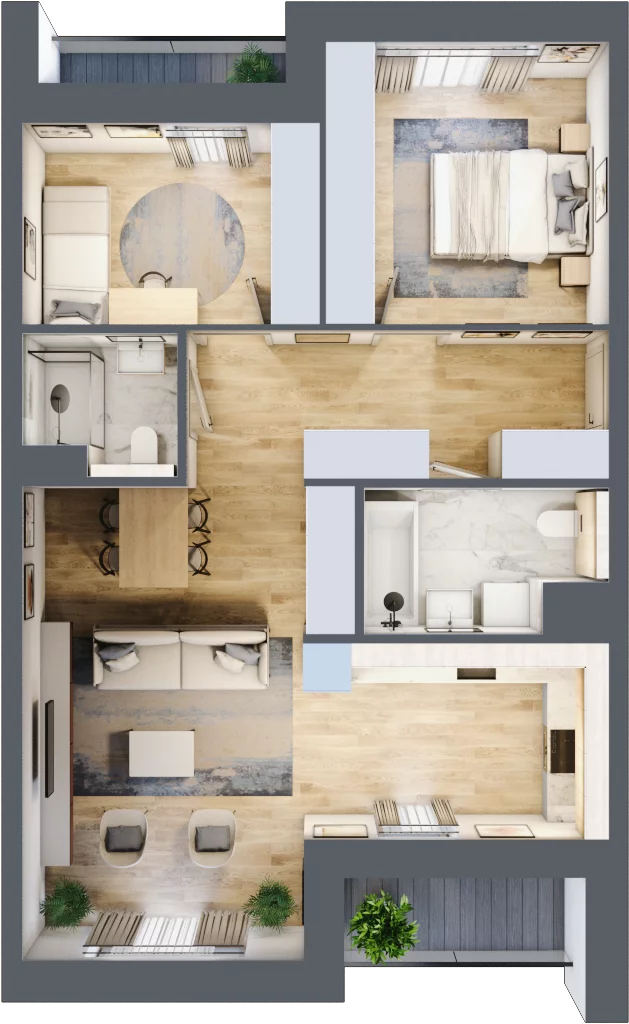 3 pokoje, mieszkanie 69,52 m², piętro 2, oferta nr 4.02.C07, Ogrody Andersa III, Gliwice, Wojska Polskiego, ul. Generała Władysława Andersa