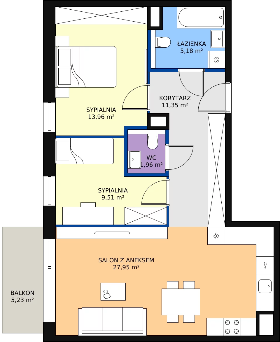Zalety mieszkania 69.91 m², 4.02.D15