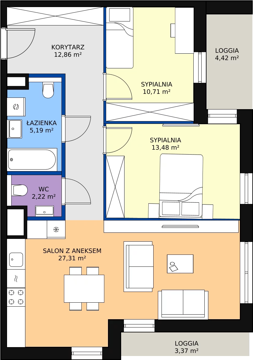 Zalety mieszkania 71.77 m², 4.02.E08