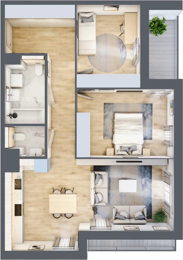 3 pokoje, mieszkanie 71,77 m², piętro 2, oferta nr 4.02.E08, Ogrody Andersa III, Gliwice, Wojska Polskiego, ul. Generała Władysława Andersa