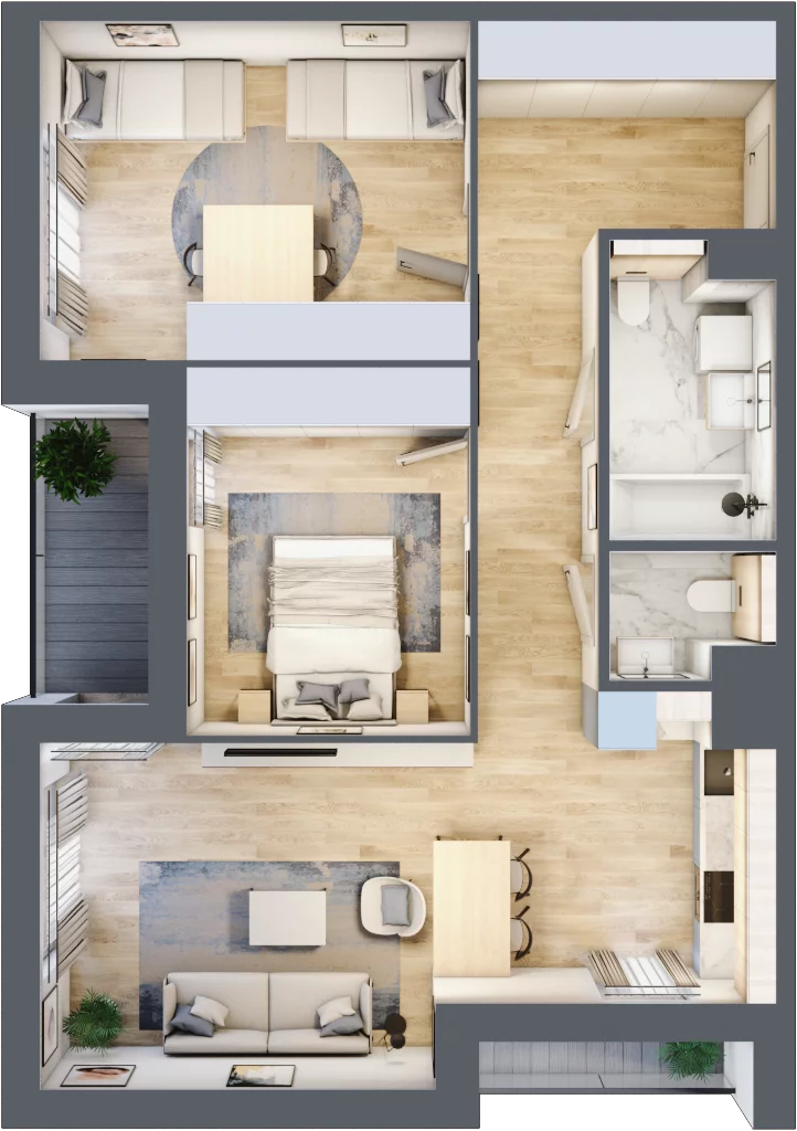 3 pokoje, mieszkanie 72,11 m², piętro 2, oferta nr 4.02.A12, Ogrody Andersa III, Gliwice, Wojska Polskiego, ul. Generała Władysława Andersa
