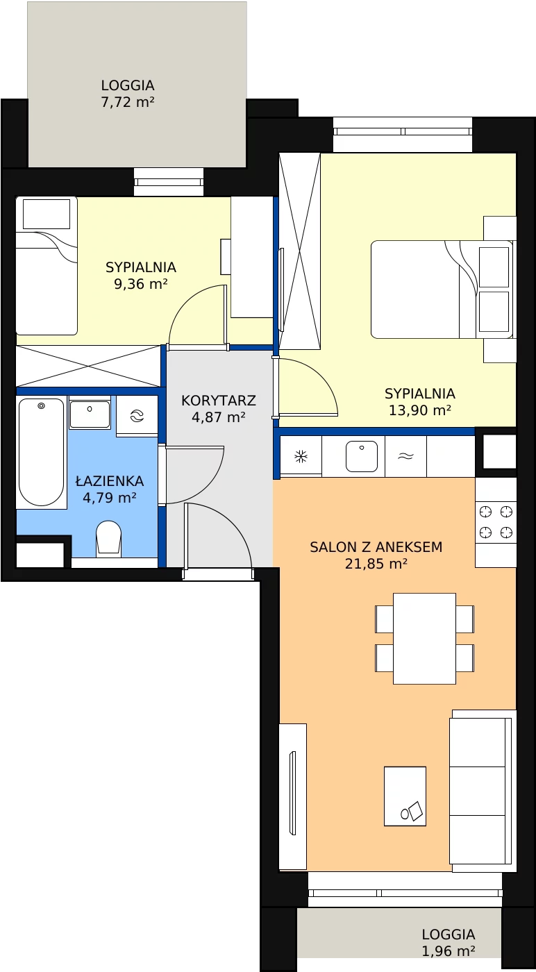 Zalety mieszkania 54.77 m², 4.03.B13