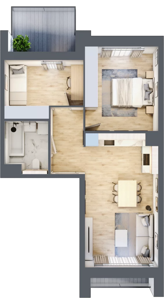 3 pokoje, mieszkanie 54,77 m², piętro 3, oferta nr 4.03.B13, Ogrody Andersa III, Gliwice, Wojska Polskiego, ul. Generała Władysława Andersa