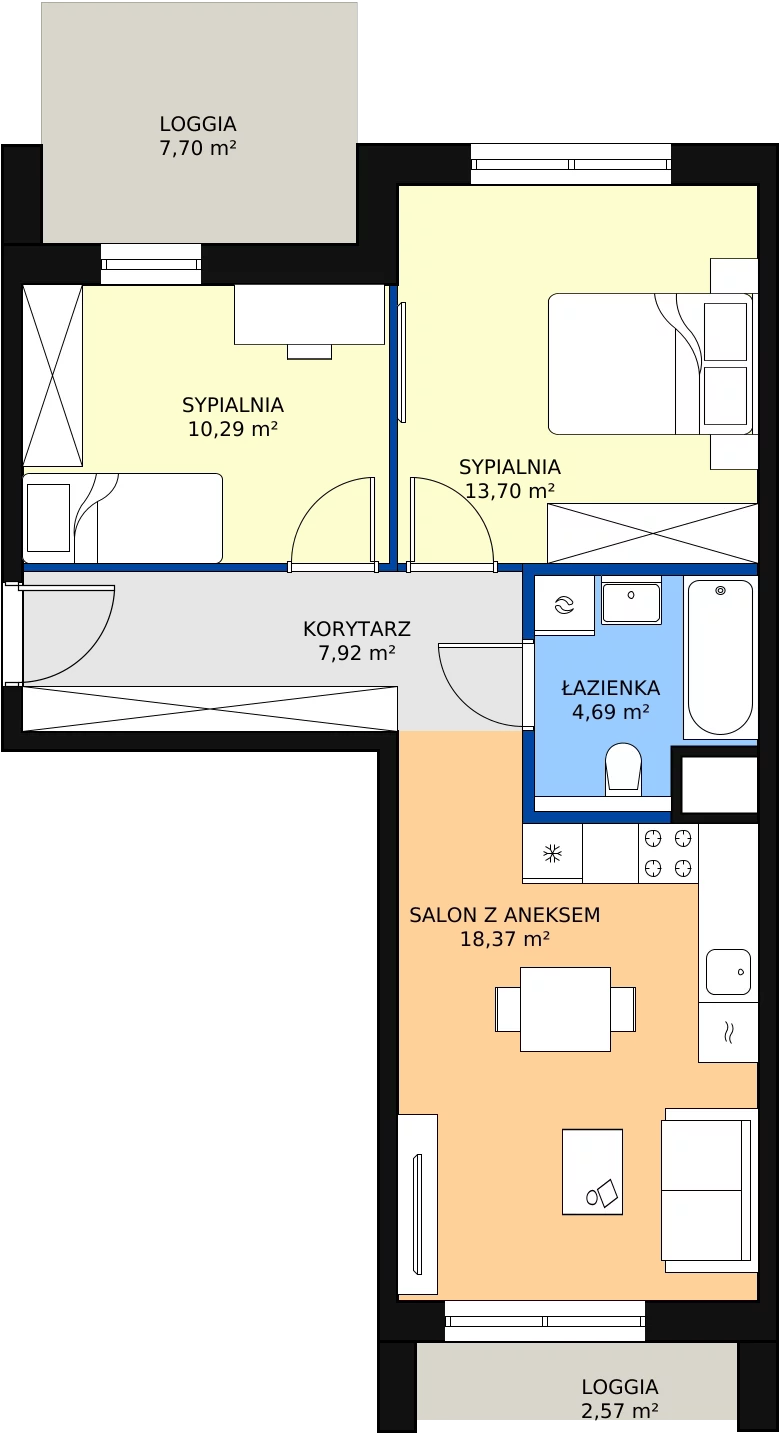 Zalety mieszkania 54.97 m², 4.03.C08