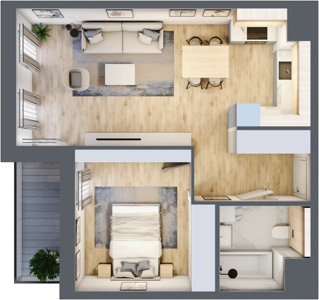 2 pokoje, mieszkanie 48,11 m², piętro 3, oferta nr 4.03.A19, Ogrody Andersa III, Gliwice, Wojska Polskiego, ul. Generała Władysława Andersa