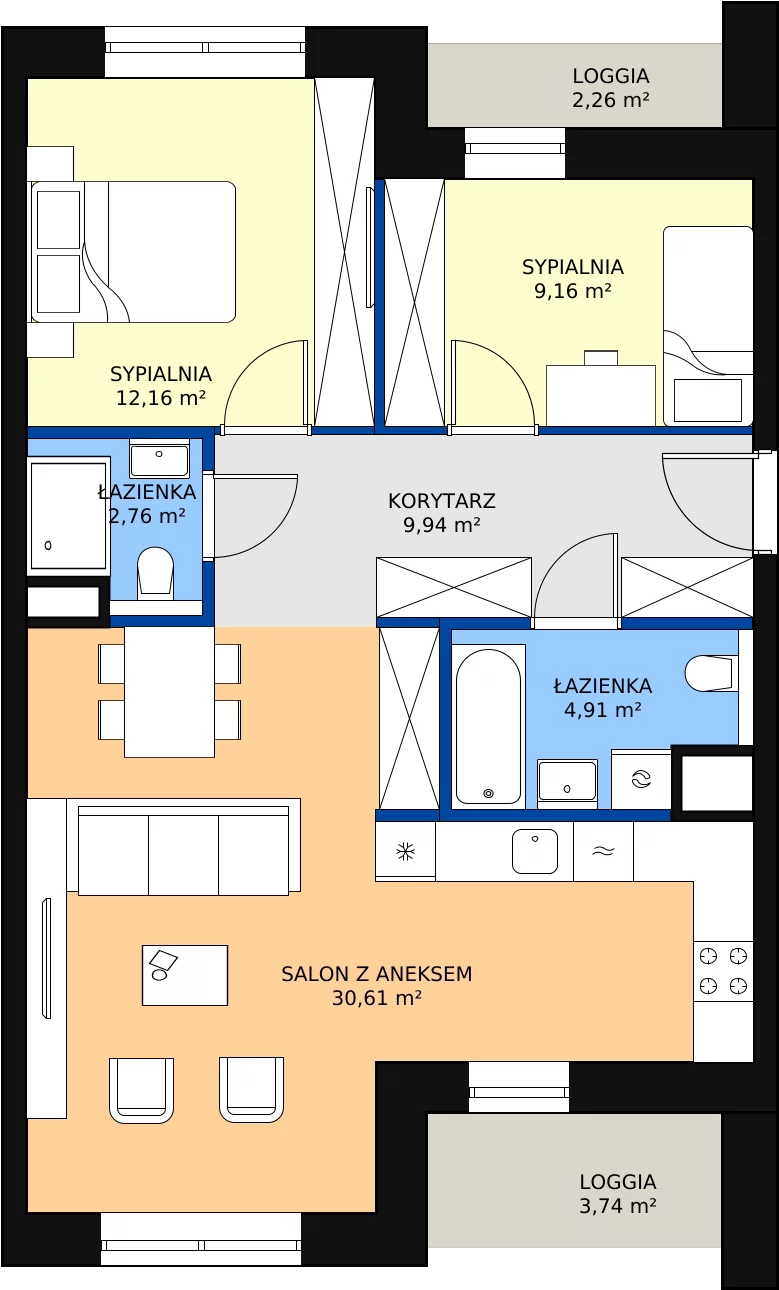 Zalety mieszkania 69.54 m², 4.03.C10