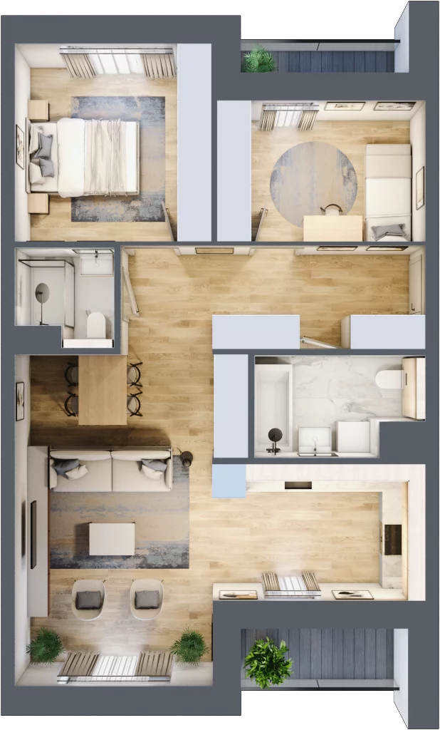 3 pokoje, mieszkanie 69,54 m², piętro 3, oferta nr 4.03.C10, Ogrody Andersa III, Gliwice, Wojska Polskiego, ul. Generała Władysława Andersa