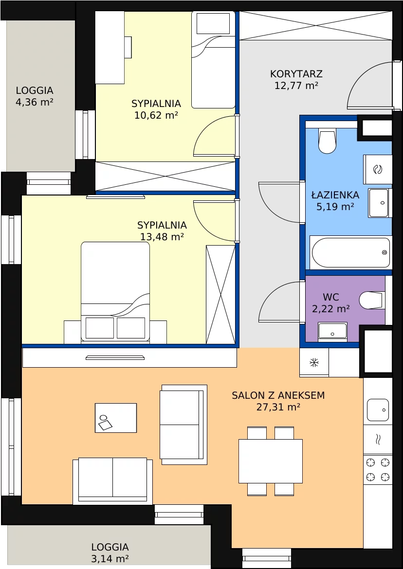 Zalety mieszkania 71.59 m², 4.03.A17