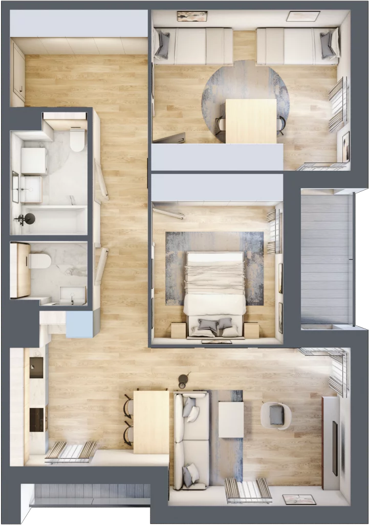 3 pokoje, mieszkanie 72,36 m², piętro 3, oferta nr 4.03.E11, Ogrody Andersa III, Gliwice, Wojska Polskiego, ul. Generała Władysława Andersa