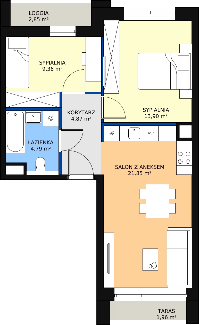 Zalety mieszkania 54.77 m², 4.04.B16