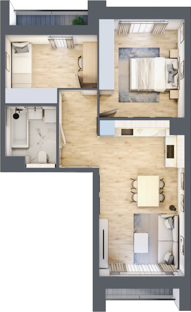 3 pokoje, mieszkanie 54,77 m², piętro 4, oferta nr 4.04.B16, Ogrody Andersa III, Gliwice, Wojska Polskiego, ul. Generała Władysława Andersa