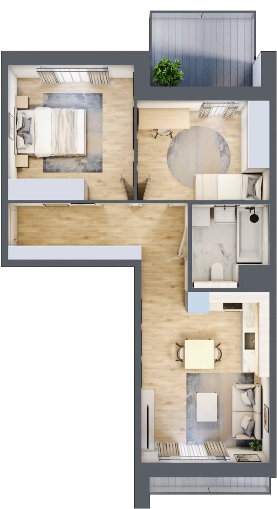 3 pokoje, mieszkanie 54,92 m², piętro 4, oferta nr 4.04.C11, Ogrody Andersa III, Gliwice, Wojska Polskiego, ul. Generała Władysława Andersa
