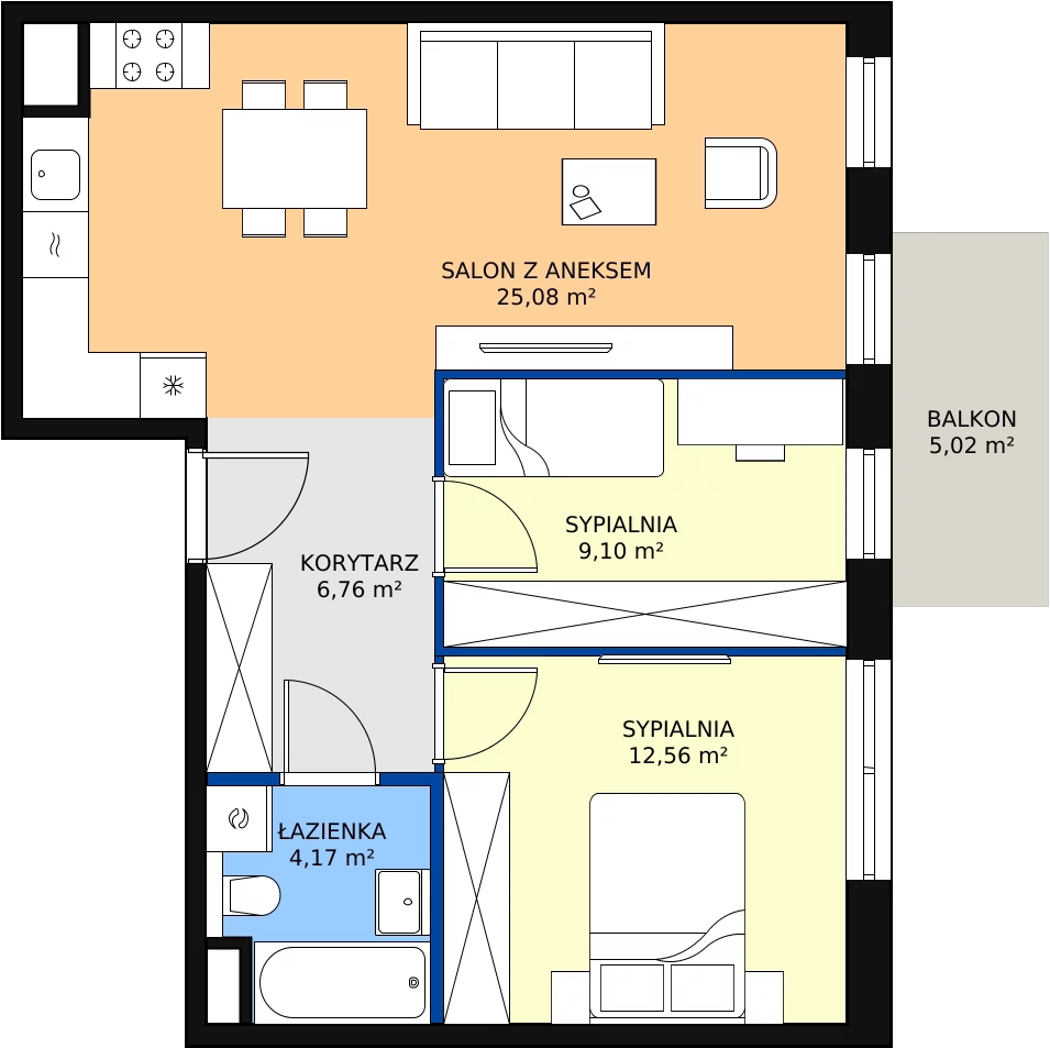 Zalety mieszkania 57.67 m², 4.04.A24