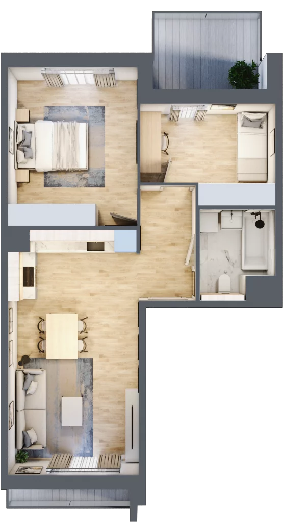 3 pokoje, mieszkanie 58,00 m², piętro 4, oferta nr 4.04.D21, Ogrody Andersa III, Gliwice, Wojska Polskiego, ul. Generała Władysława Andersa